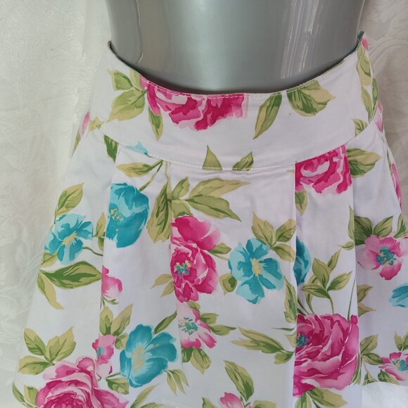 Le Chateau Size 7/8 Cotton Flower Floral White Pink Blue Peony Y2K Vintage Med - Picture 6 of 14